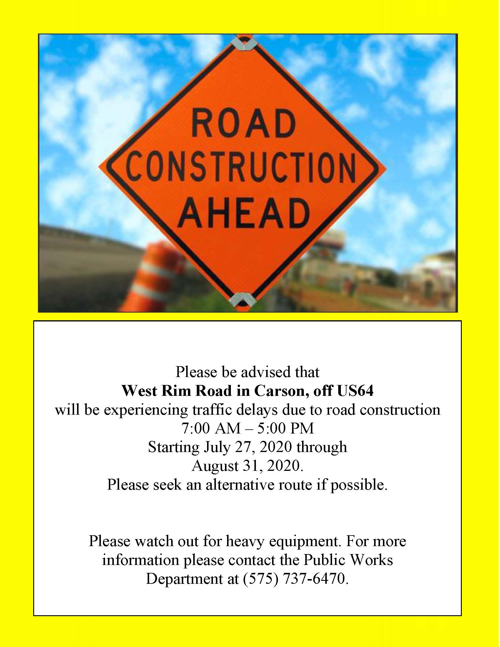 West Rim Road Road Construction