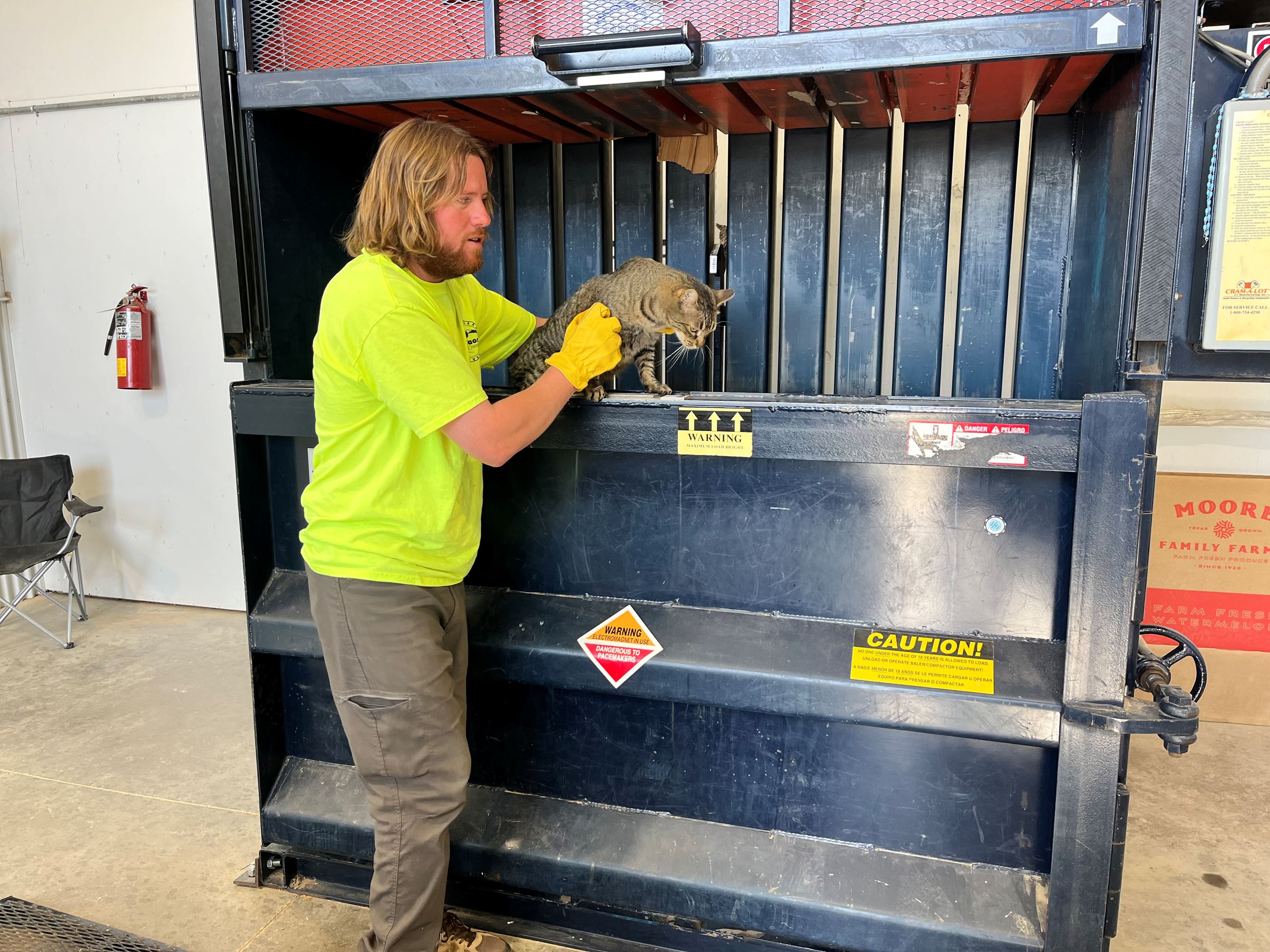 Cardboard or Intro  Daniel B. Young and Feather at the baler